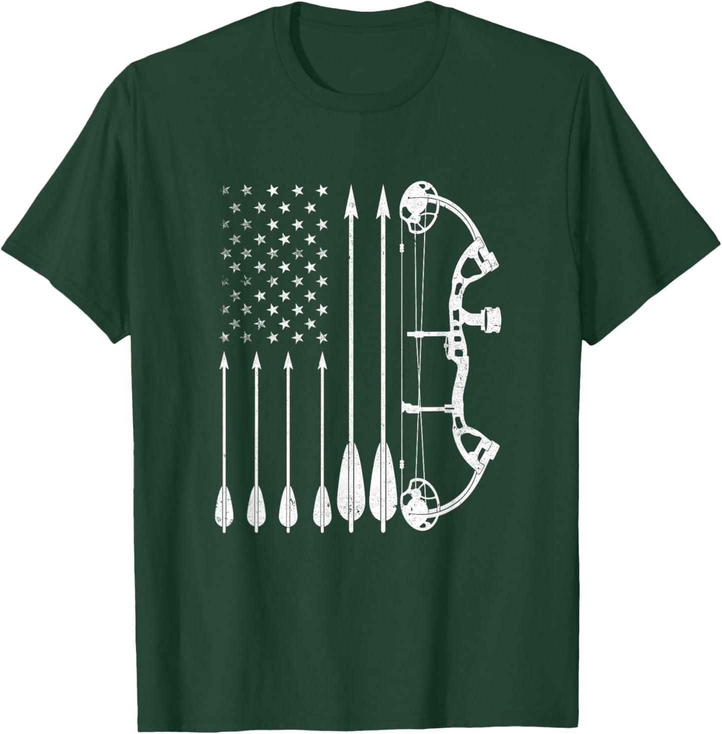 American Flag Bowhunting Bow Archery For Deer Hunter Hunting T-Shirt - T-Shirt | Forest