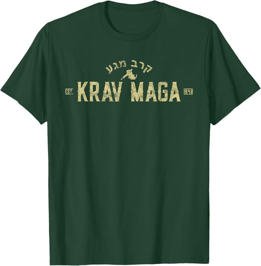 Vintage Krav Maga Israel Combat Distressed Martial Arts T-Shirt - T-Shirt | Forest