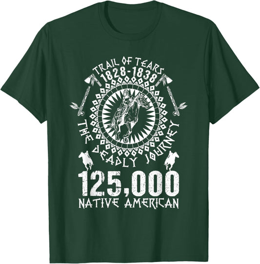 Trail Of Tears Deadly Journey Native American -Adults , Black, Small, Short Sleeve, Classic Fit, Native American History T-Shirt - T-Shirt | Forest