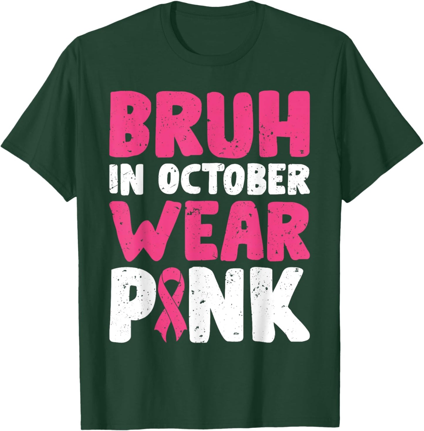 Breast Cancer Shirts for Kids Boys Bruh In October Wear Pink T-Shirt - T-Shirt | Forest