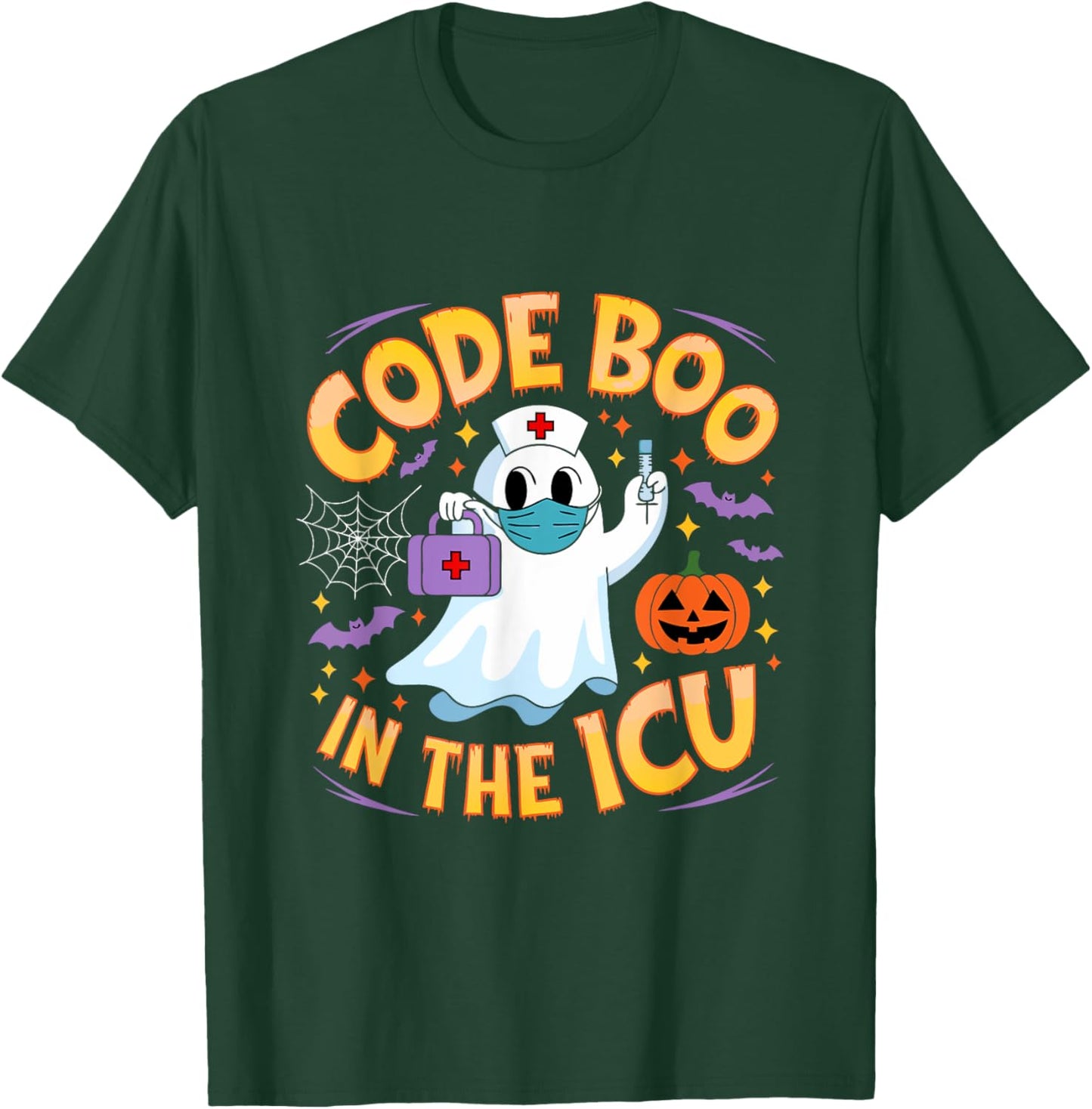 Code Boo in the ICU Ghost Nurse Halloween Design for Medical T-Shirt - T-Shirt | Forest