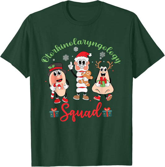 Otolaryngologist Squad ENT Nurse Christmas Xmas Holiday T-Shirt - T-Shirt | Forest