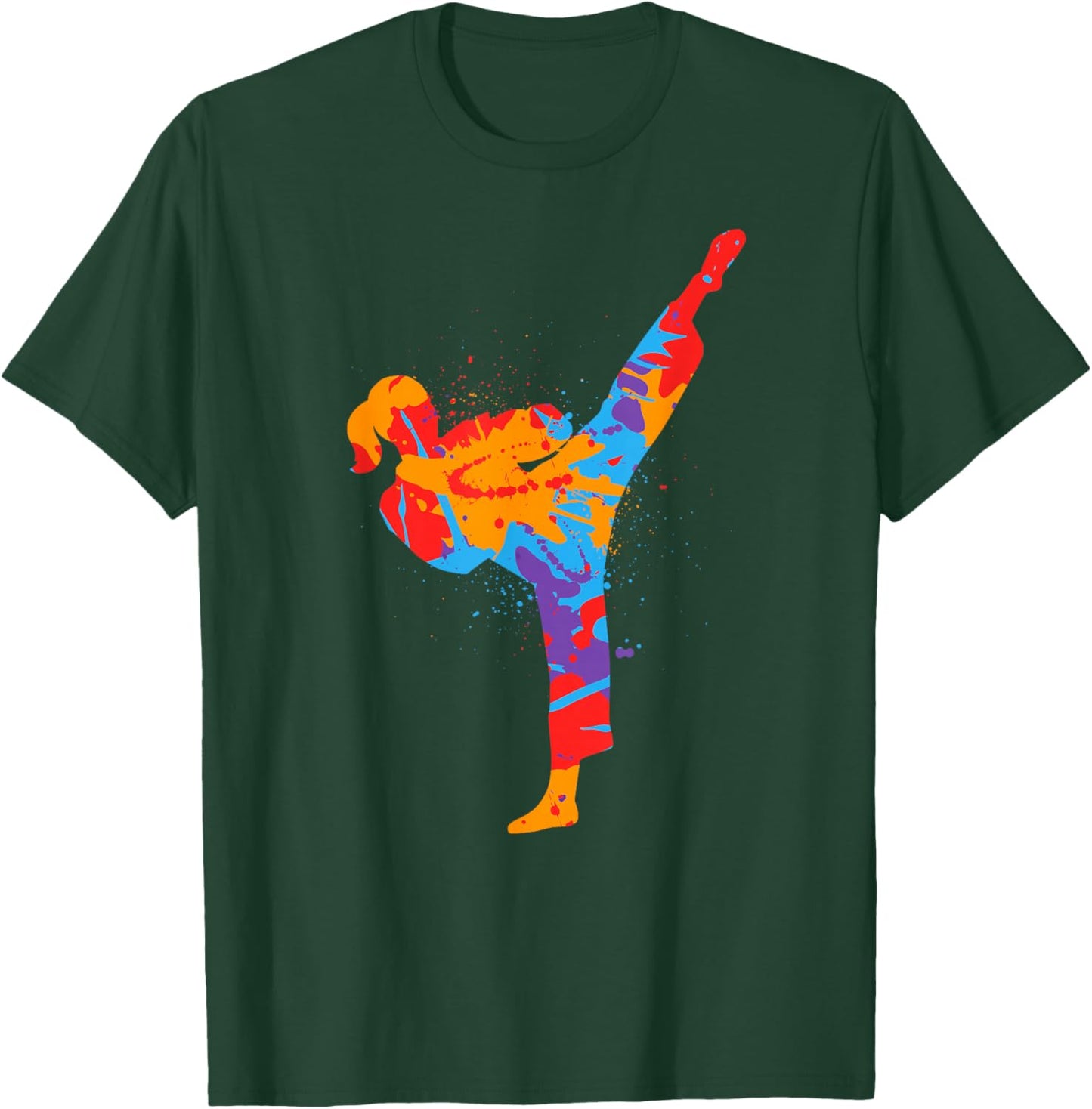 Karate Girl Colorful Martial Arts Kids Women Girls Taekwondo T-Shirt - T-Shirt | Forest