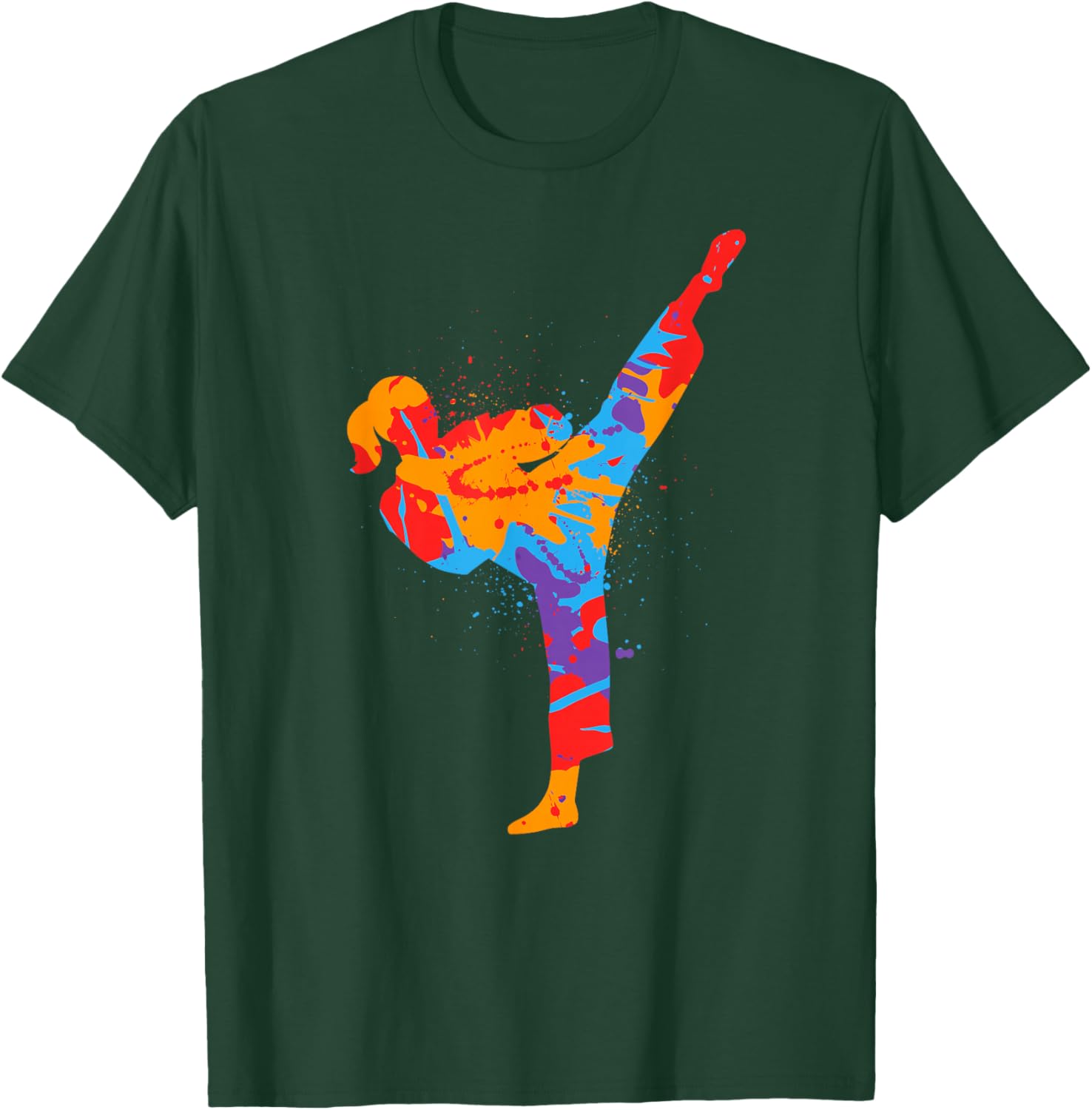 Karate Girl Colorful Martial Arts Kids Women Girls Taekwondo T-Shirt - T-Shirt | Forest