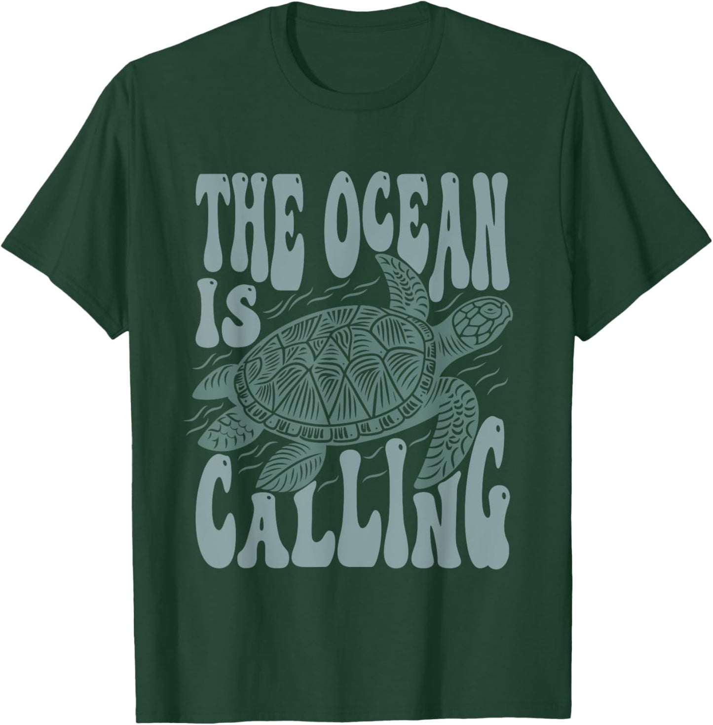The Ocean Is Calling Nature Lovers Sea Turtle Reptile Art T-Shirt - T-Shirt | Forest