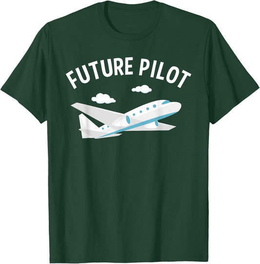Future Pilot Art Women Kids Aviation Airplane Pilot T-Shirt - T-Shirt | Forest