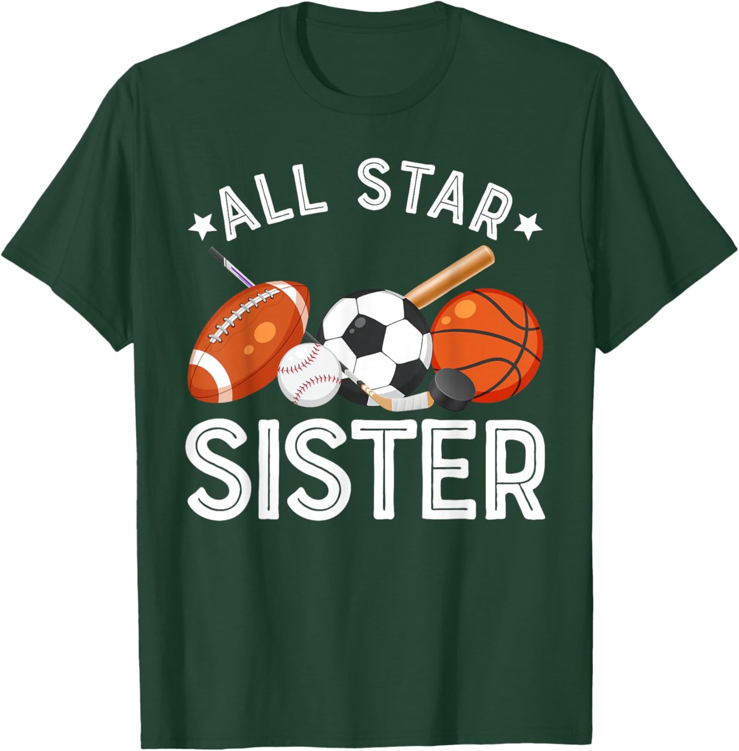 All Star Sister Of The Birthday Boy Basketball Soccer Sport T-Shirt - T-Shirt | Forest