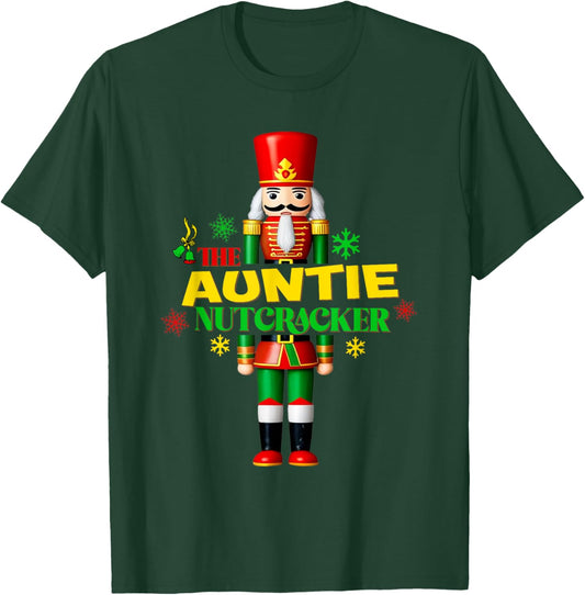 Funny Auntie Nutcracker Christmas PJ Aunt Matching Family T-Shirt - T-Shirt | Forest