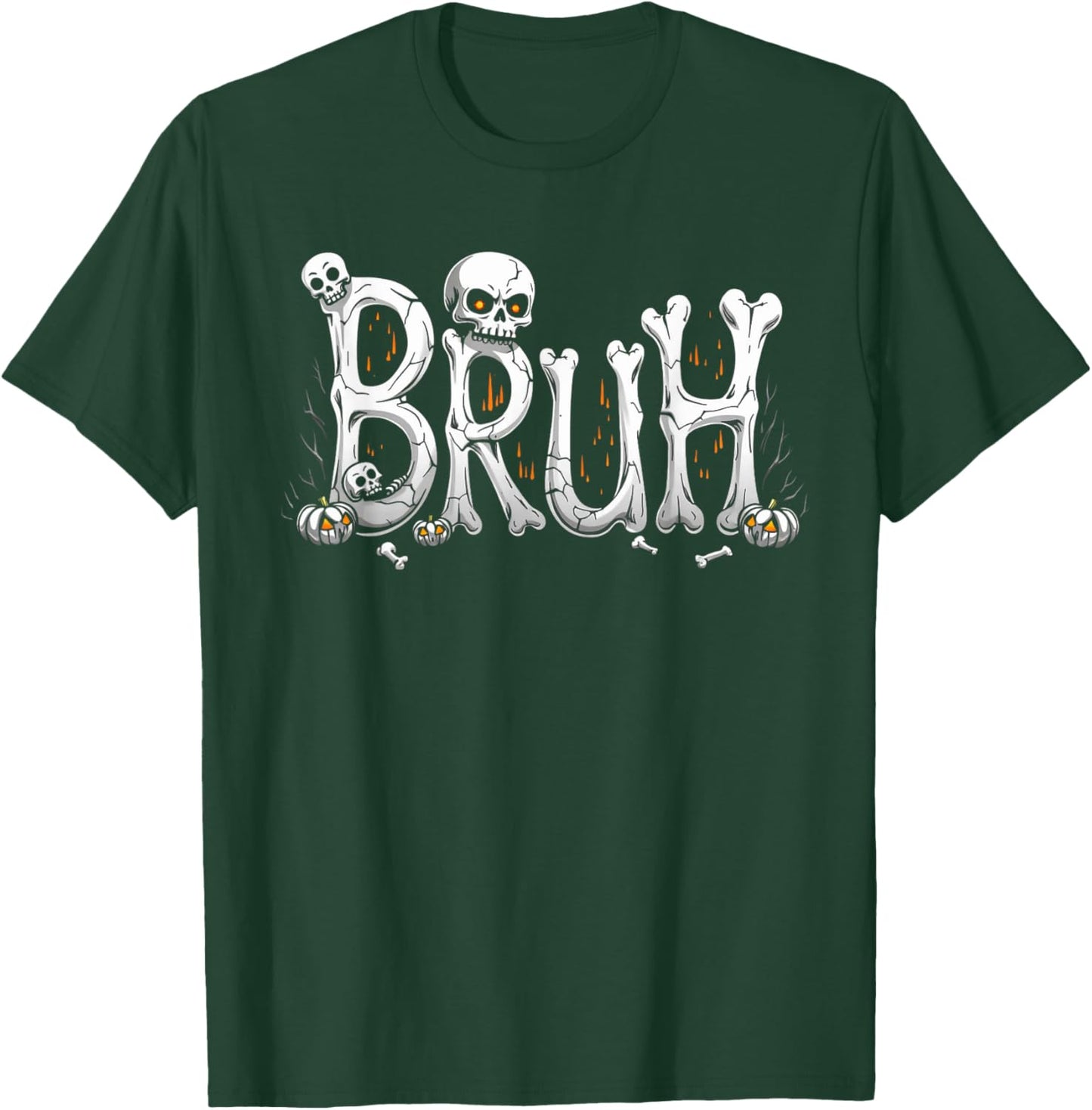Bruh halloween skull bone skeleton kids boys girls men women T-Shirt - T-Shirt | Forest