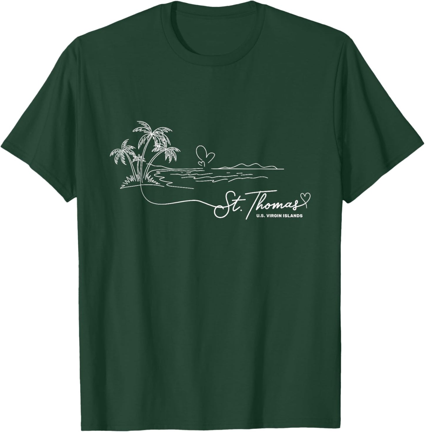 St. Thomas US Virgin Islands Signature Heart Art - Souvenir T-Shirt - T-Shirt | Forest