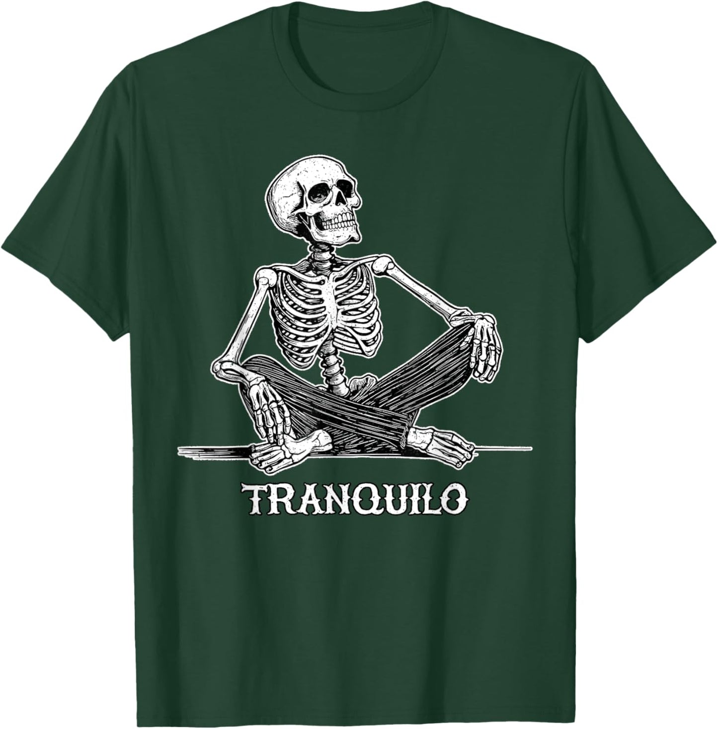 Calaca Tranquilo Relaxed Skeleton Design T-Shirt - T-Shirt | Forest