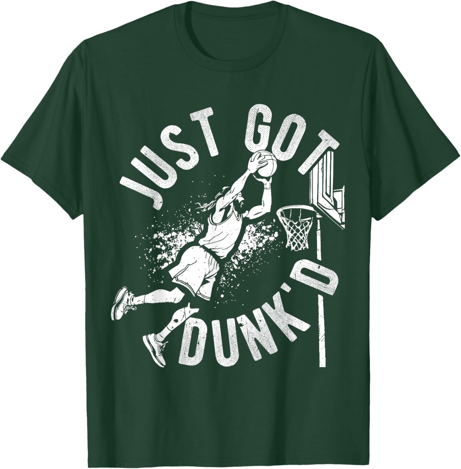JUST GOT DUNK'D Basketball Jesus Dunking T-Shirt - T-Shirt | Forest