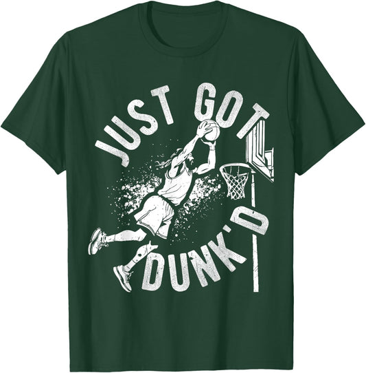 JUST GOT DUNK'D Basketball Jesus Dunking T-Shirt - T-Shirt | Forest