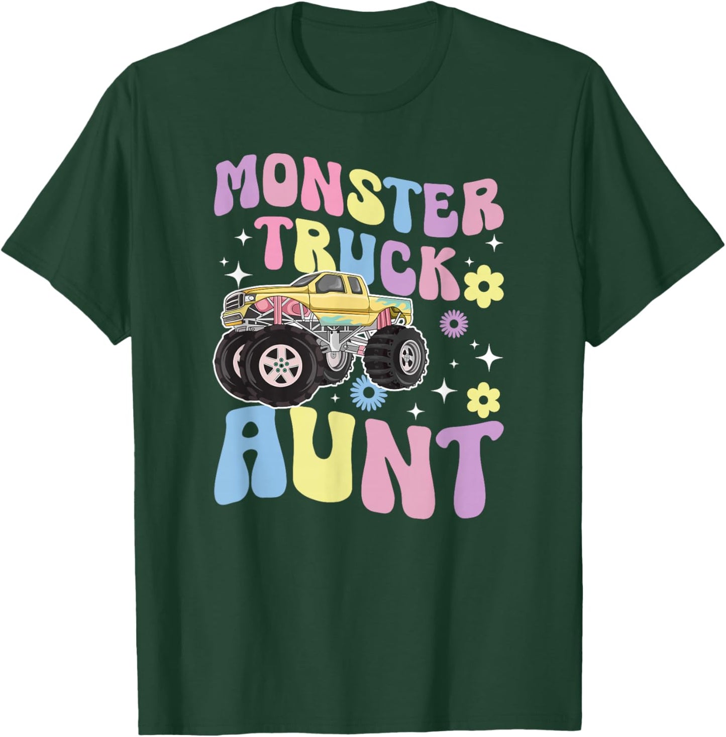 Monster Truck Aunt Groovy Monster Truck Auntie T-Shirt - T-Shirt | Forest