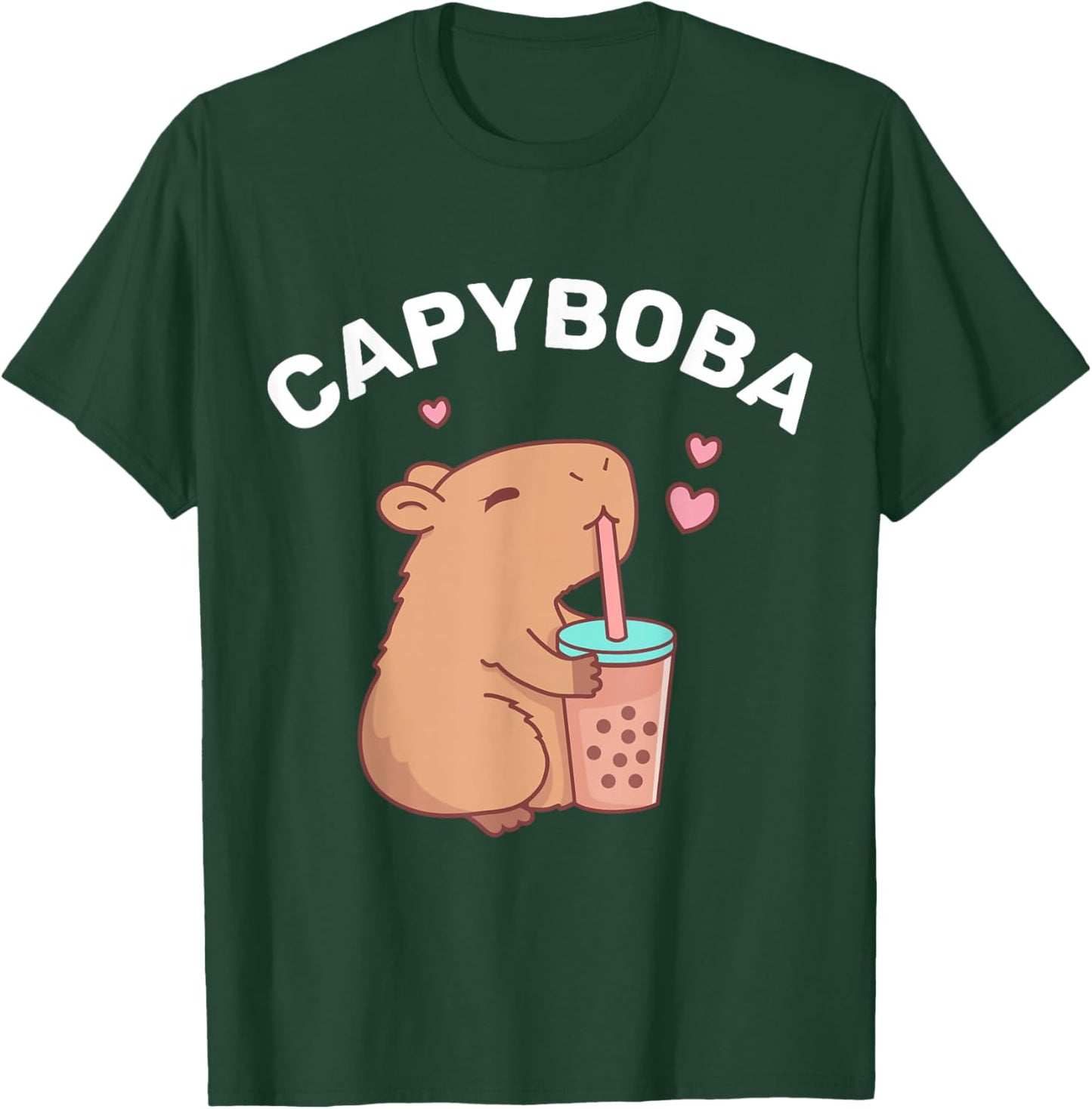 Funny Capybara Rodent, Capyboba Boba Milk Tea T-Shirt - T-Shirt | Forest