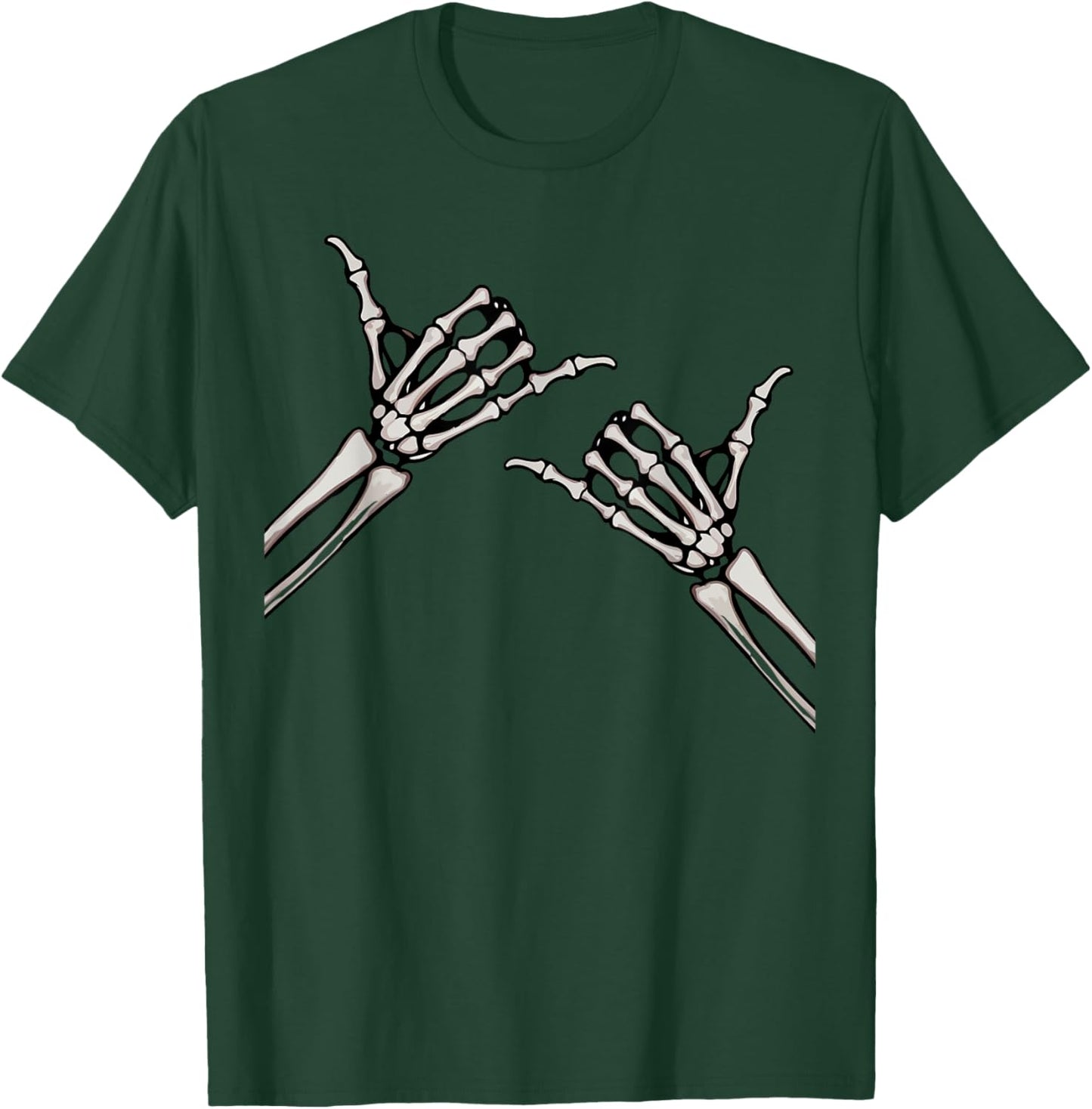 Skeleton Hands Shaka Sign Retro Halloween Costume Men Women T-Shirt - T-Shirt | Forest