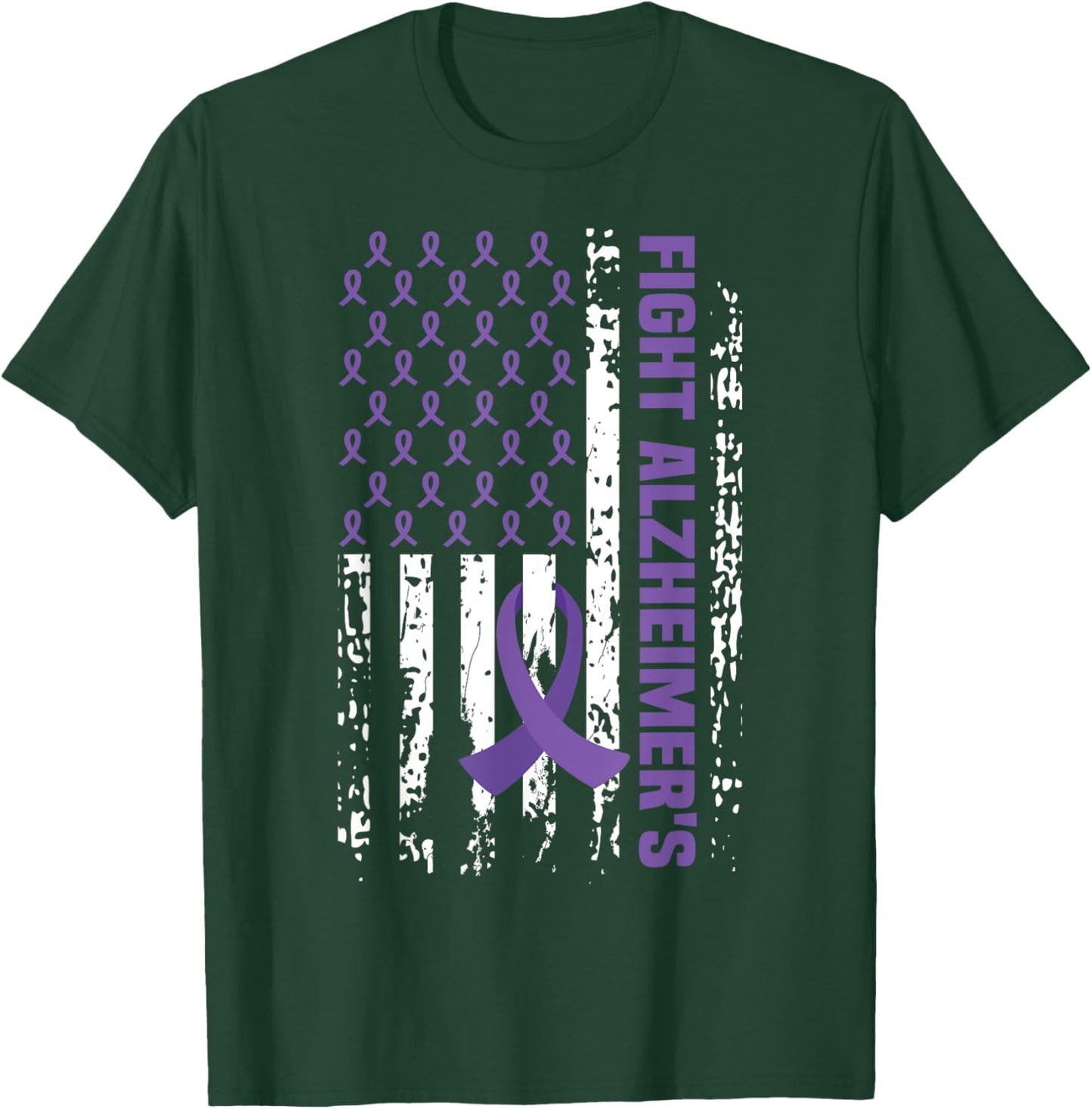 End Alzheimer's Shirt Purple Ribbon Alzheimers Awareness T-Shirt - T-Shirt | Forest