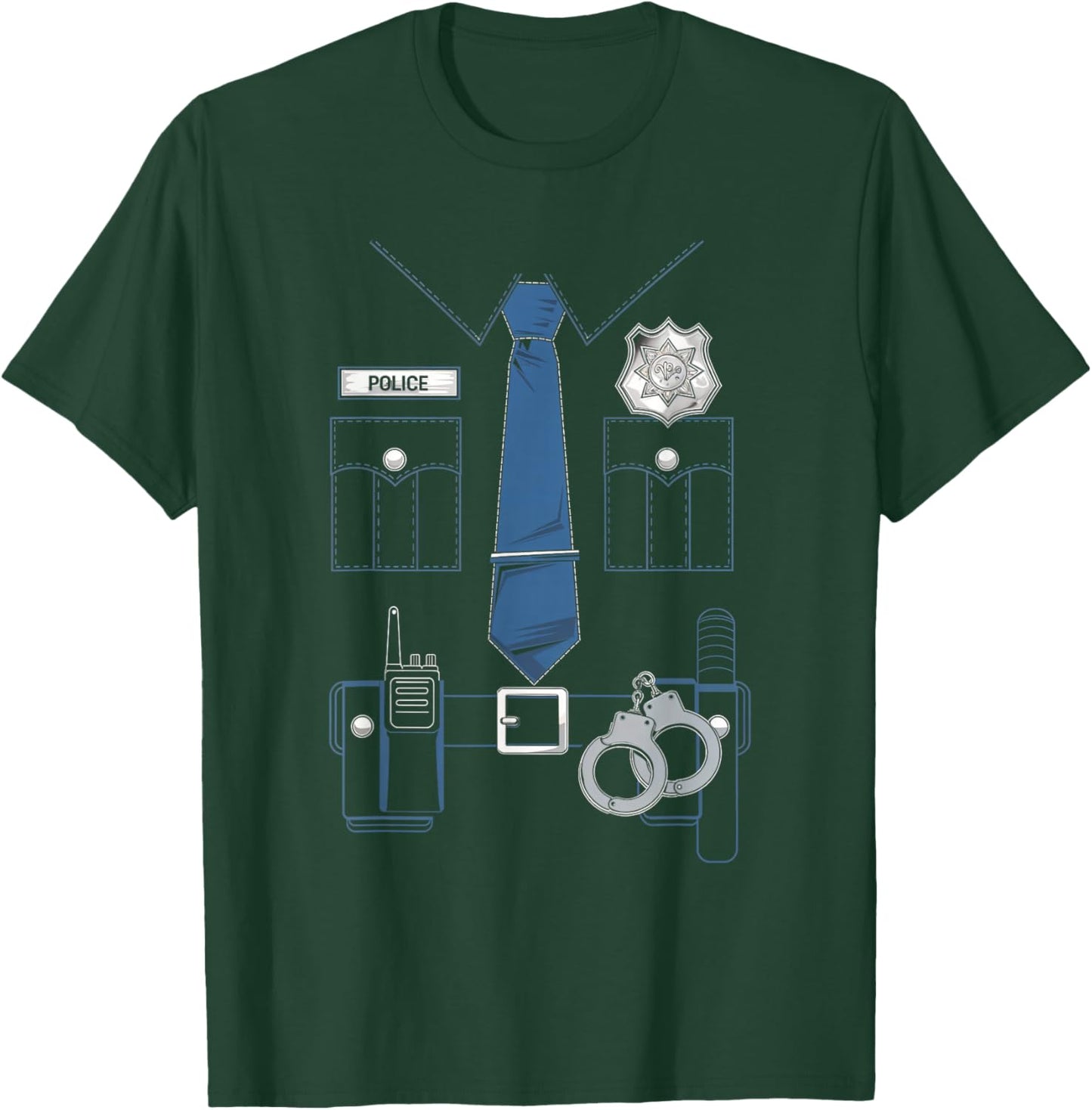 Police Design Officer Badge Uniform Law Enforcement T-Shirt - T-Shirt | Forest