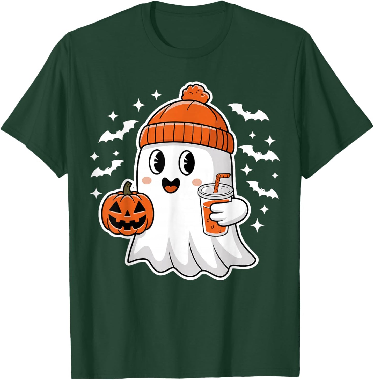 Halloween Ghost Drink Pumpkin T-Shirt - T-Shirt | Forest