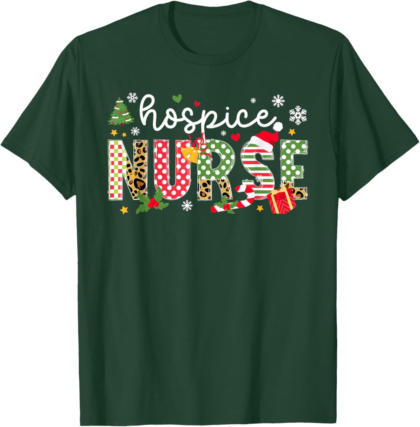 Hospice Nurse Christmas Hospice Nursing Xmas Party T-Shirt - T-Shirt | Forest