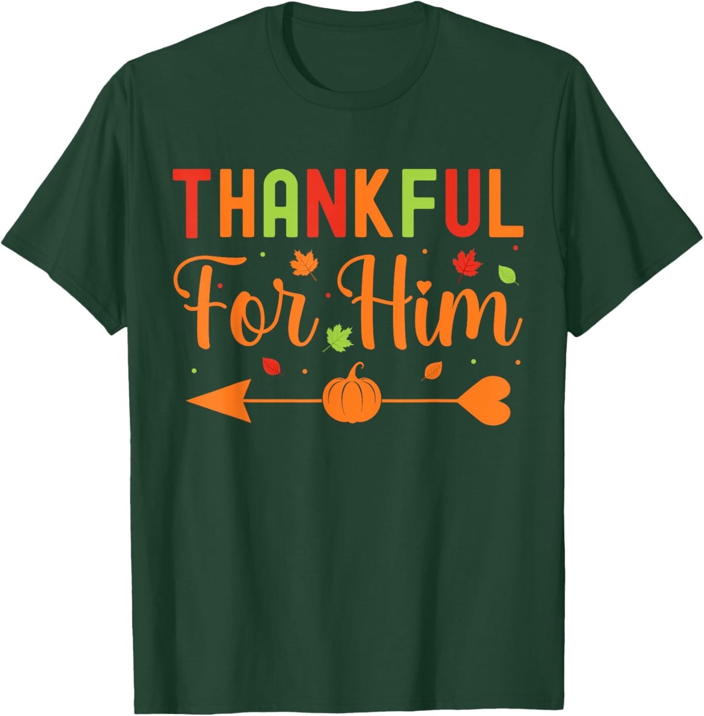Thankful Couples Fall Matching Couple Thanksgiving T-Shirt - T-Shirt | Forest