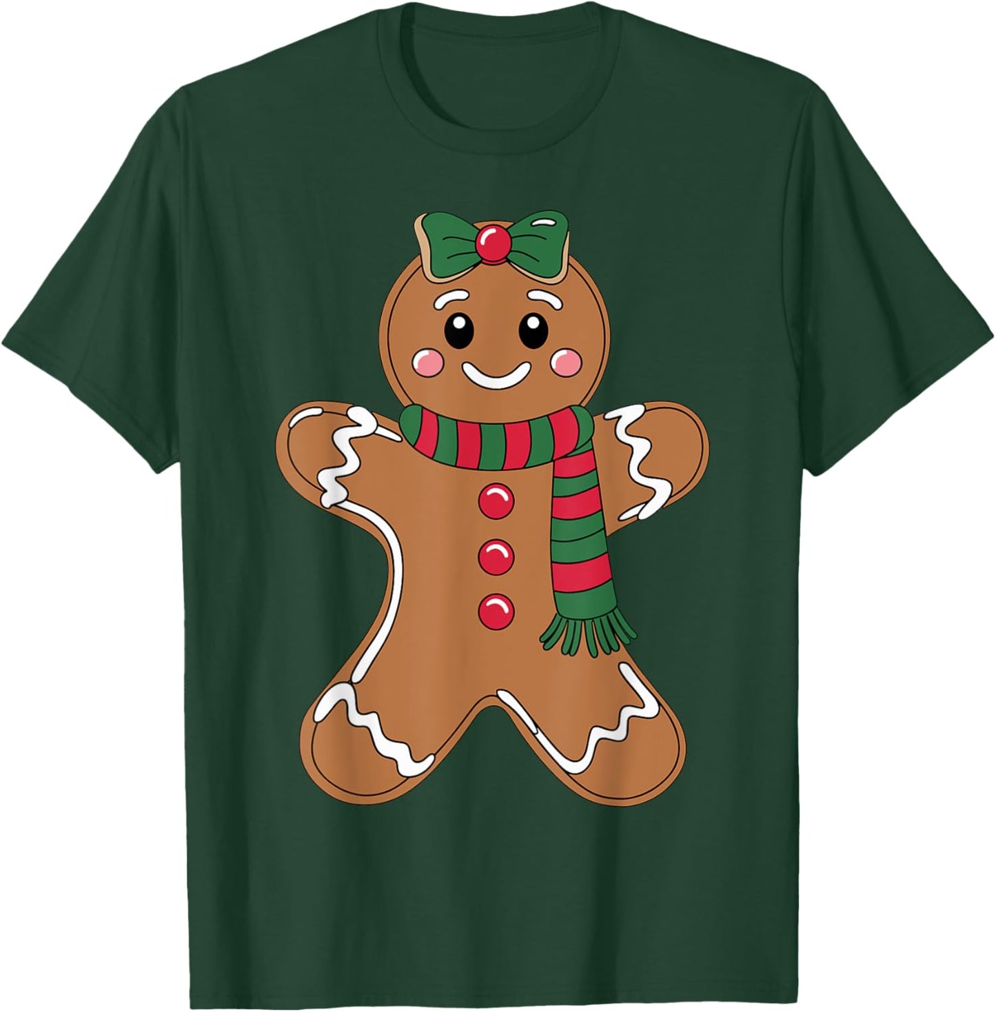 Cute Gingerbread with Bow Christmas Costume Xmas T-Shirt - T-Shirt | Forest