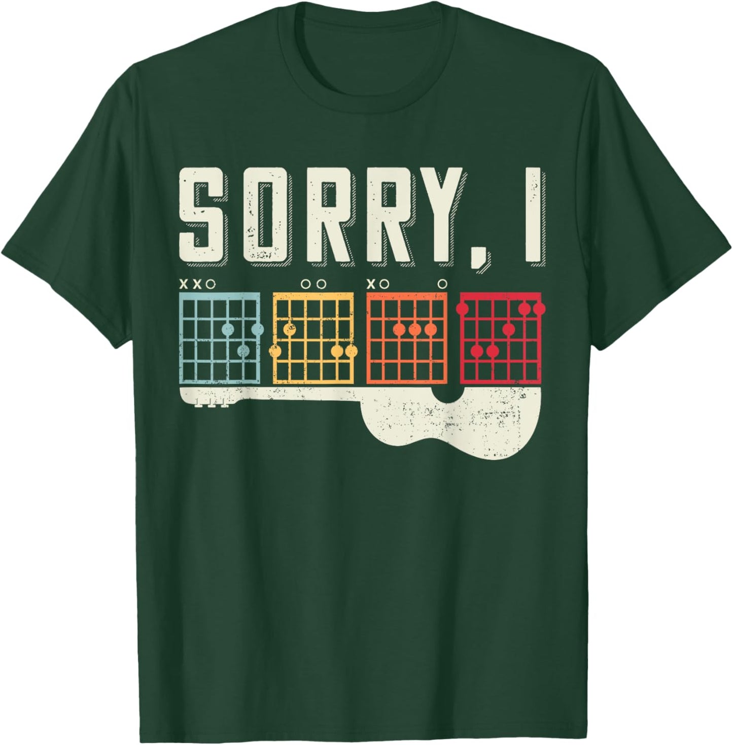 Funny Guitar Lovers Hidden Message Sorry I DGAF Guitar T-Shirt - T-Shirt | Forest