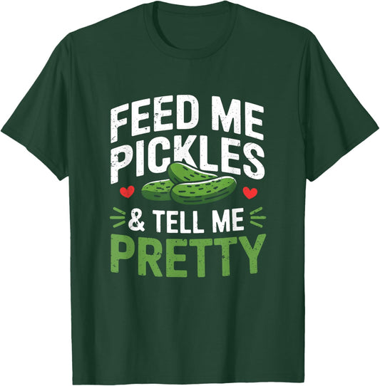 Funny Pickle Cucumber Vegan Feed Me Pickles Men T-Shirt - T-Shirt | Forest