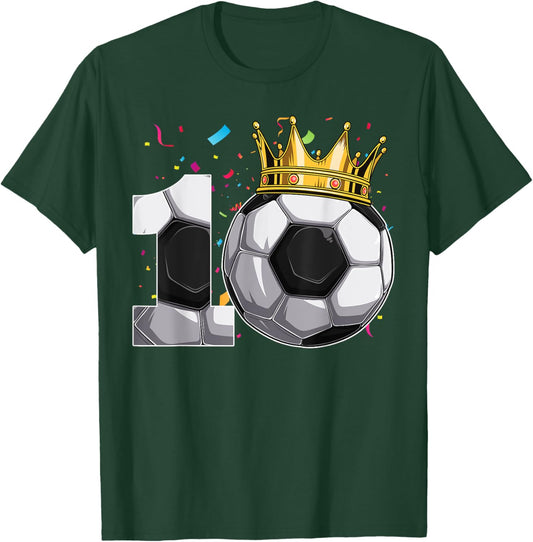 Funny 10th Birthday Boy Soccer 10 Years Old Birthday Party T-Shirt - T-Shirt | Forest