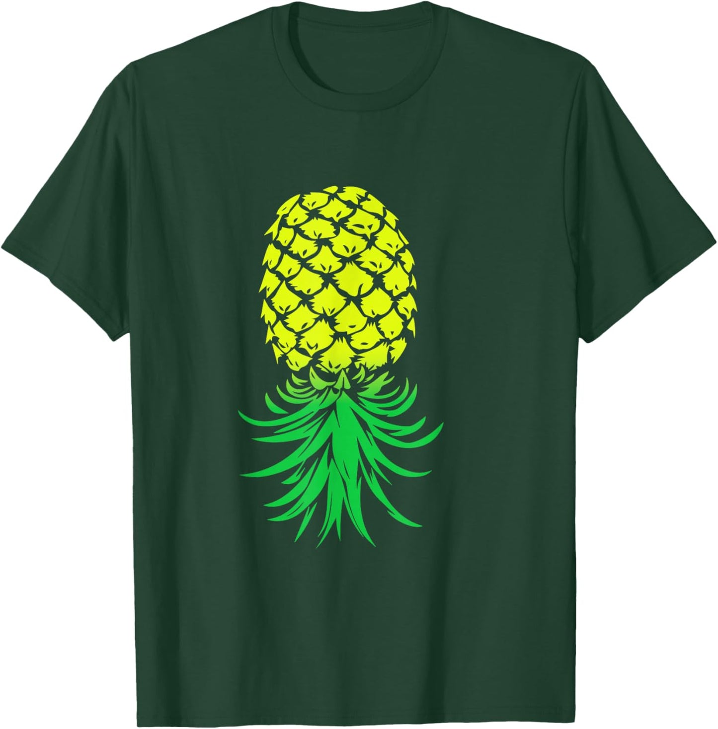Funny Retro Inverted Pineapple Upside Down Pineapple - Black, Small, -Adults, Short Sleeve, , Casual, Pineapple Theme T-Shirt - T-Shirt | Forest