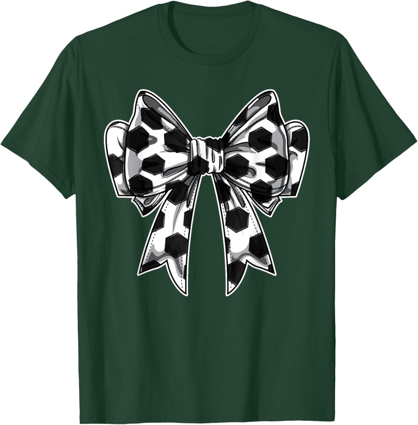 Soccer Ball Coquette Bow Game Day Soccer Mom Life Cute T-Shirt - T-Shirt | Forest
