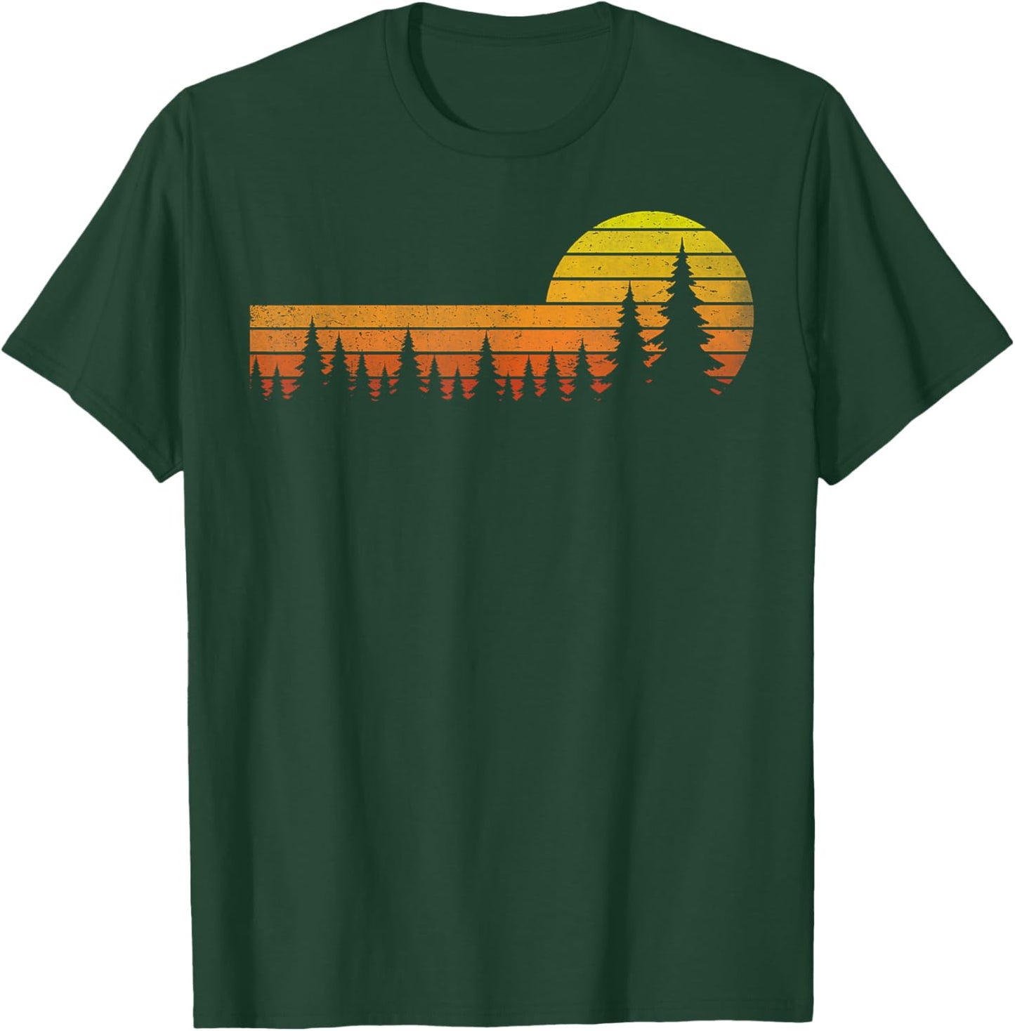 Trees Wildlife Nature Vintage Forest Sunset Man Woman Kids T-Shirt - T-Shirt | Forest