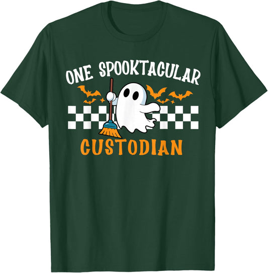 Spooktacular Custodian School Janitor Custodian Halloween T-Shirt - T-Shirt | Forest