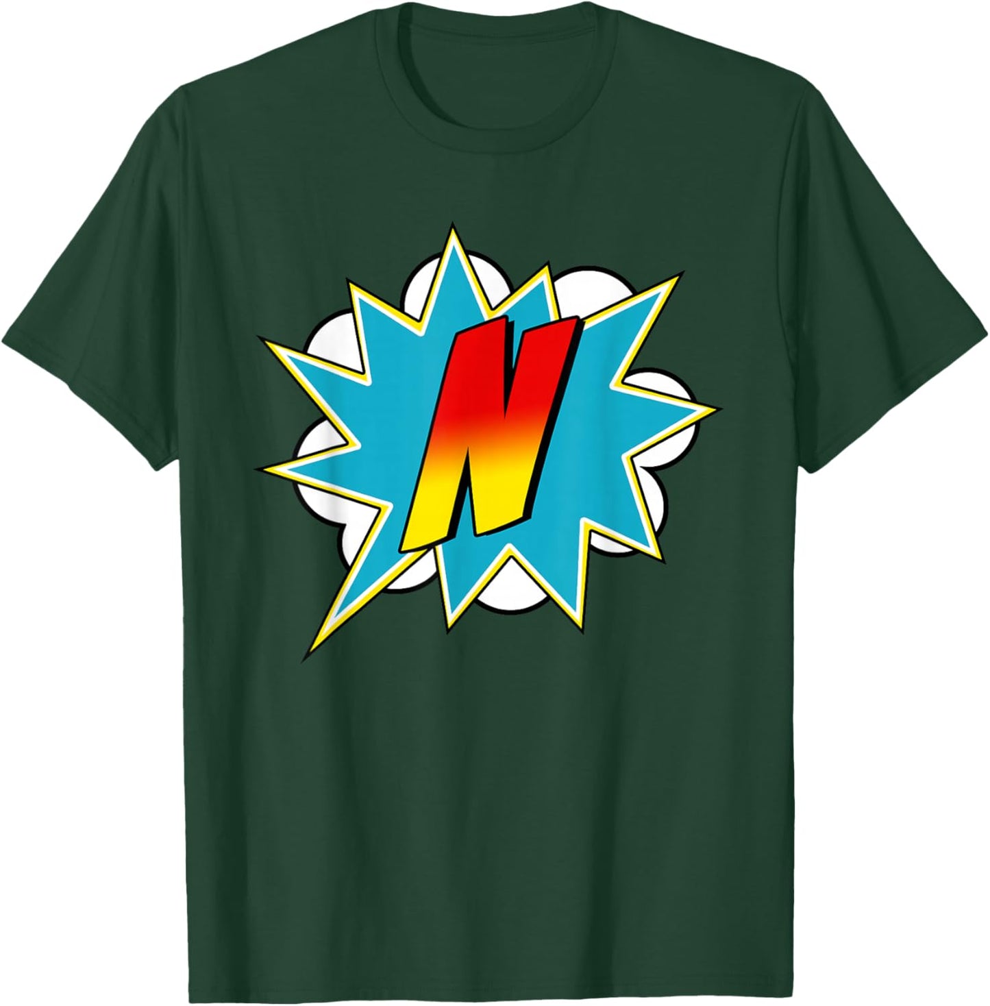 Letter N Superhero Name Comic Letter Retro Costume T-Shirt - T-Shirt | Forest