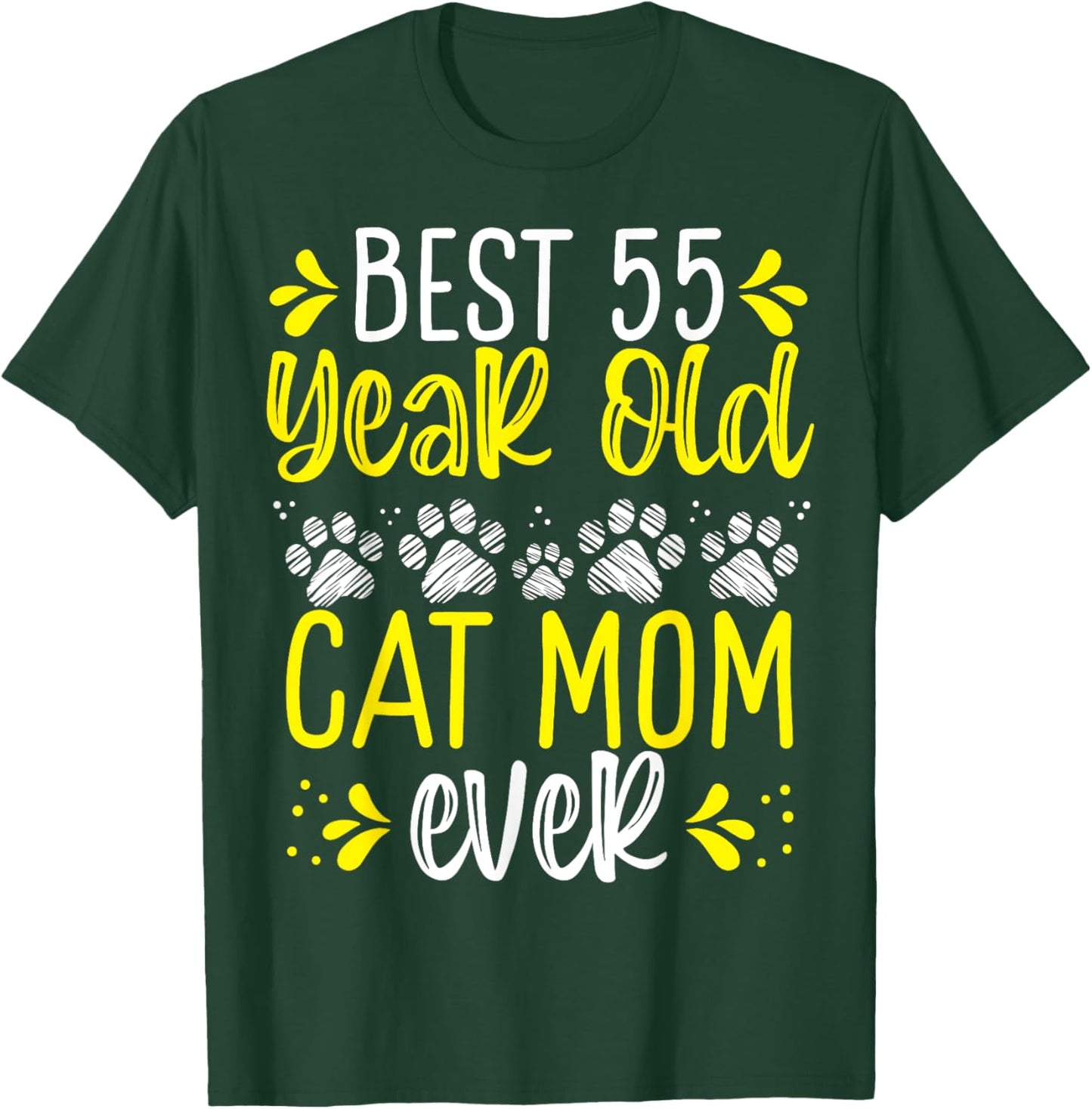 55 Birthday Idea Cat Mother 55 Year Old Cat Mom T-Shirt - T-Shirt | Forest