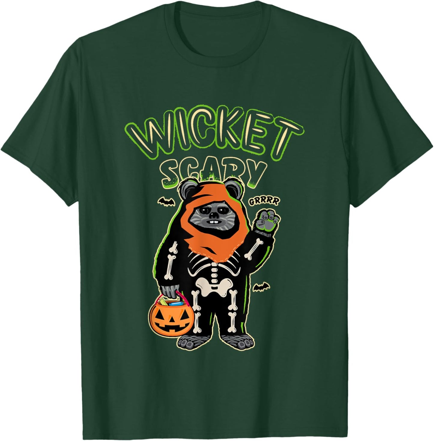 Star Wars Halloween Wicket Scary Ewoks Grrr Big Chest Logo T-Shirt - T-Shirt | Forest