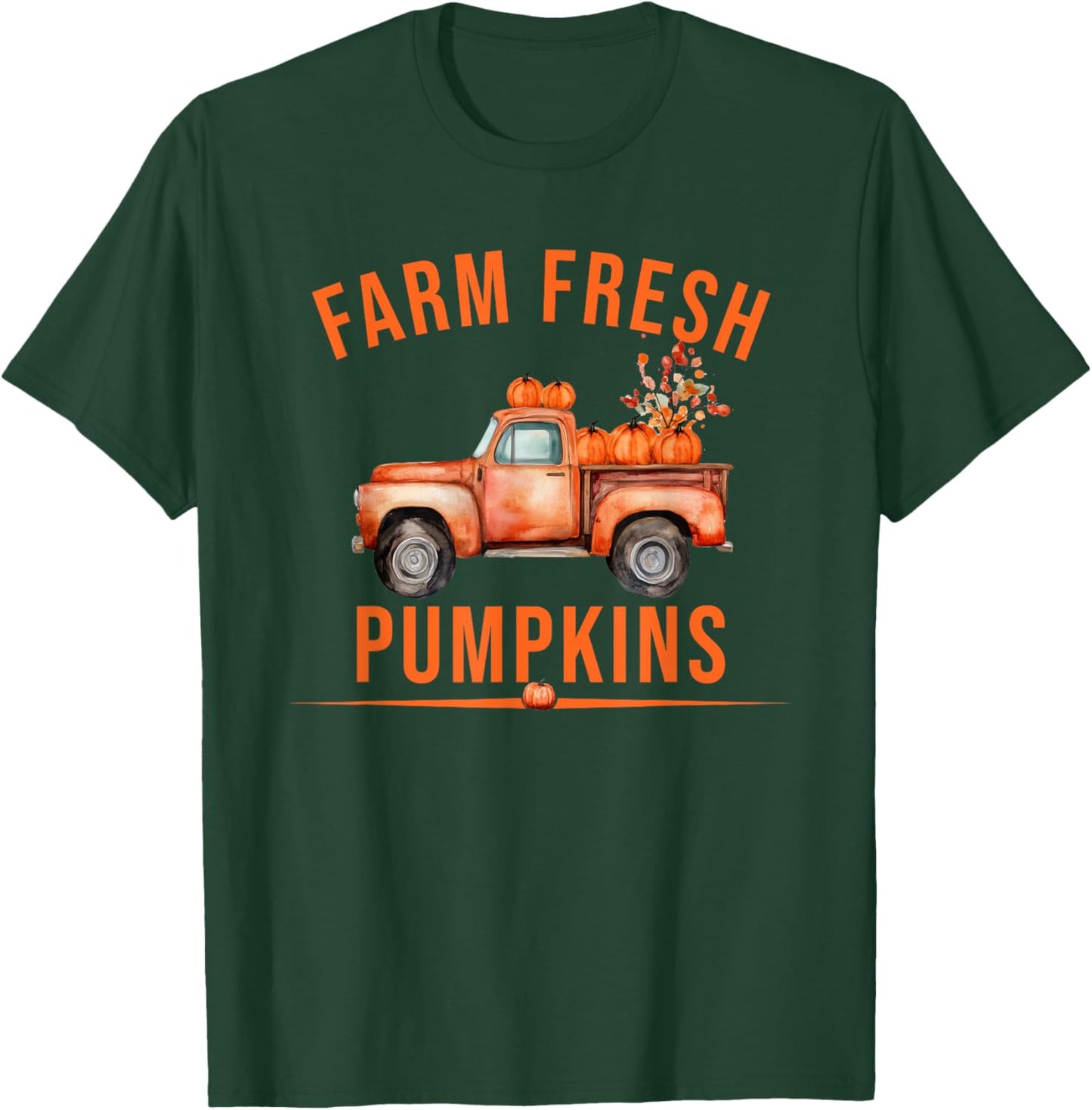 Farm Fresh Pumpkins - Retro Fall Truck Design T-Shirt - T-Shirt | Forest