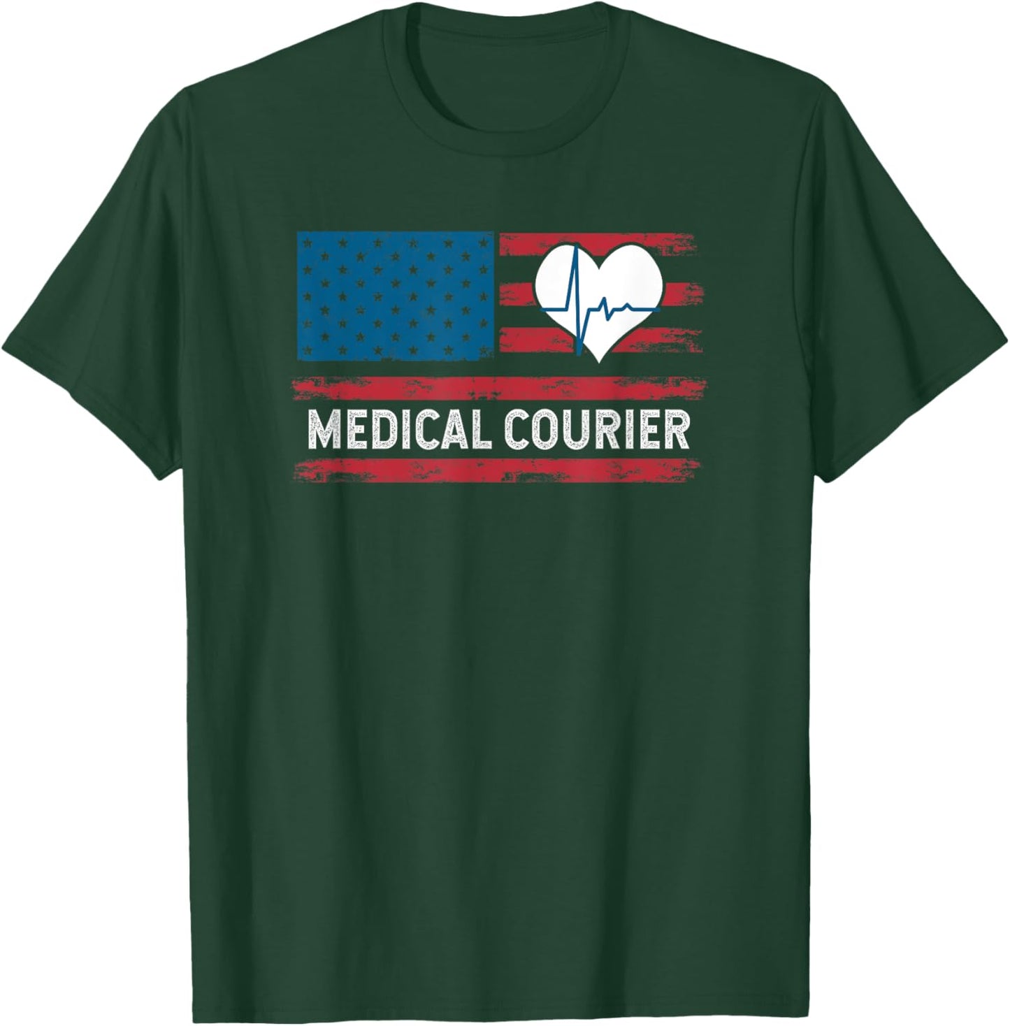 Medical Courier Patriotic USA Flag T-Shirt - T-Shirt | Forest