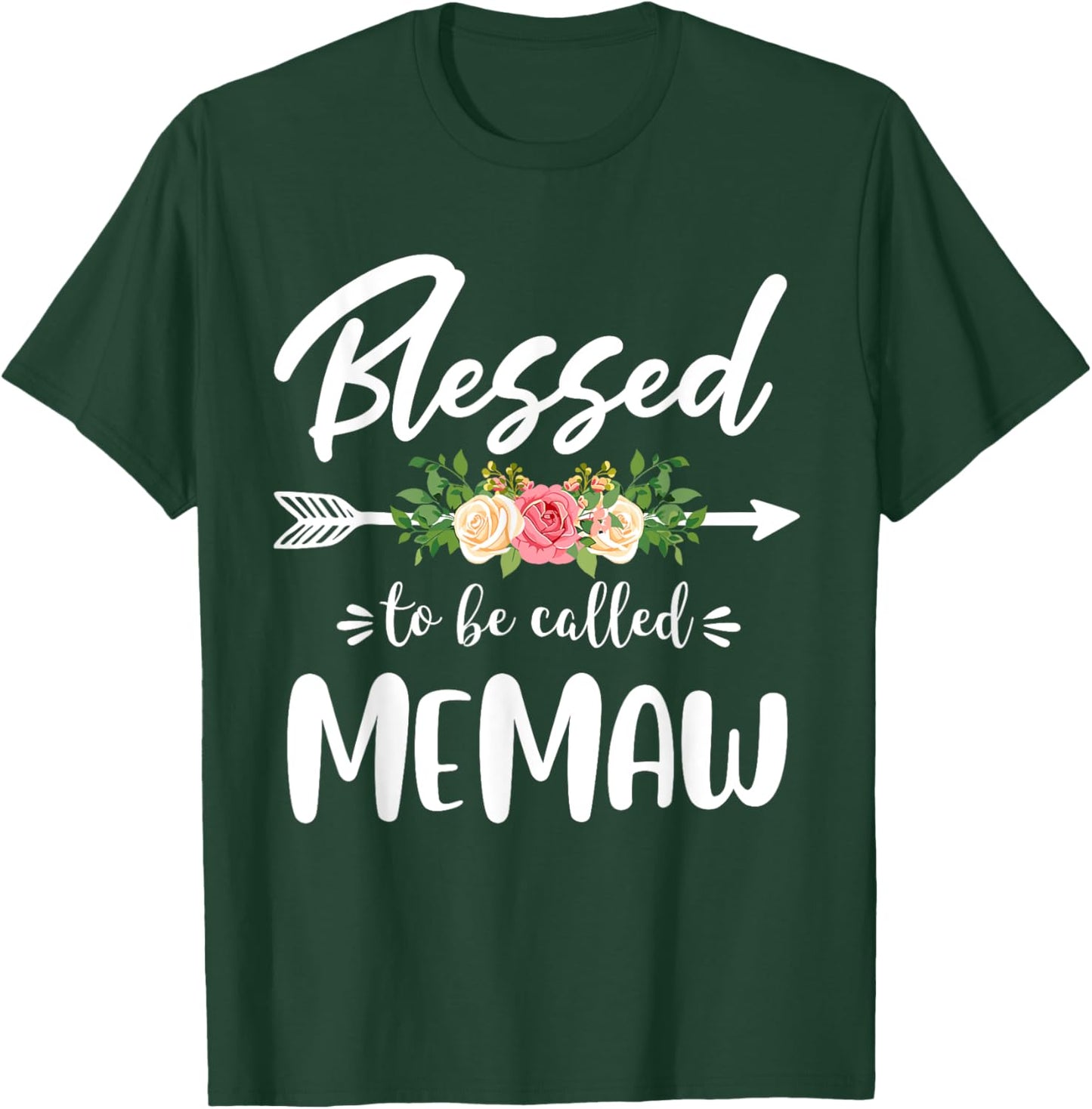 Blessed to be called Memaw Floral Arrow Design Mothers Day T-Shirt - T-Shirt | Forest