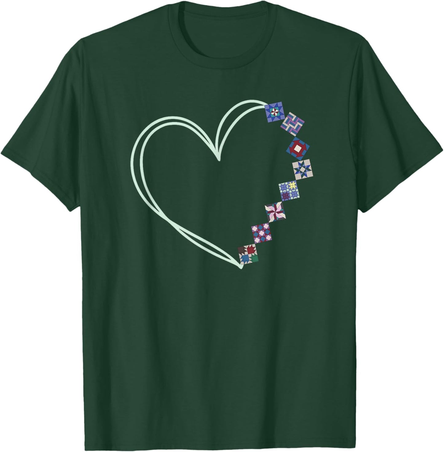 A Heart Made of Quilt Blocks Quilting T-Shirt - T-Shirt | Forest