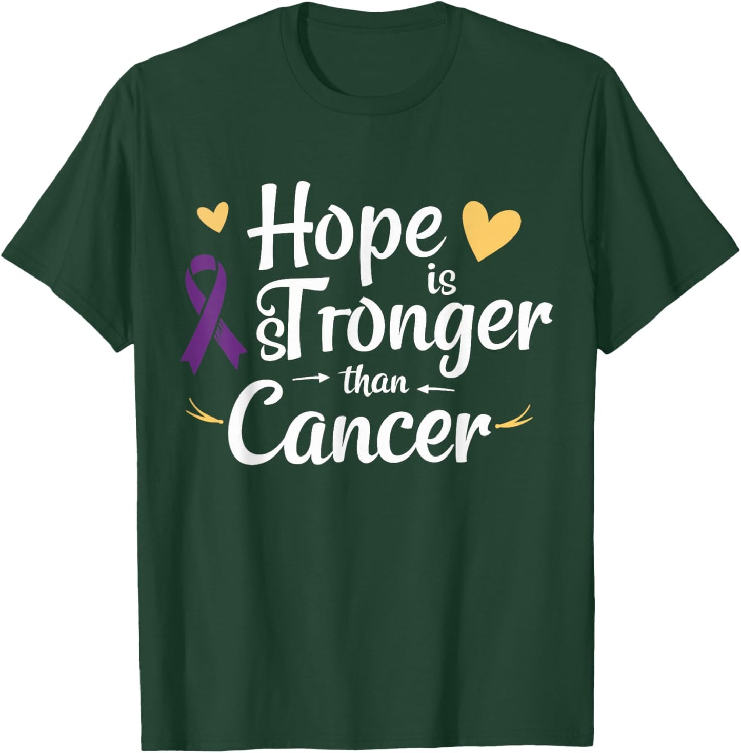 Hope is Stronger Than Cancer Inspirational Awareness T-Shirt - T-Shirt | Forest