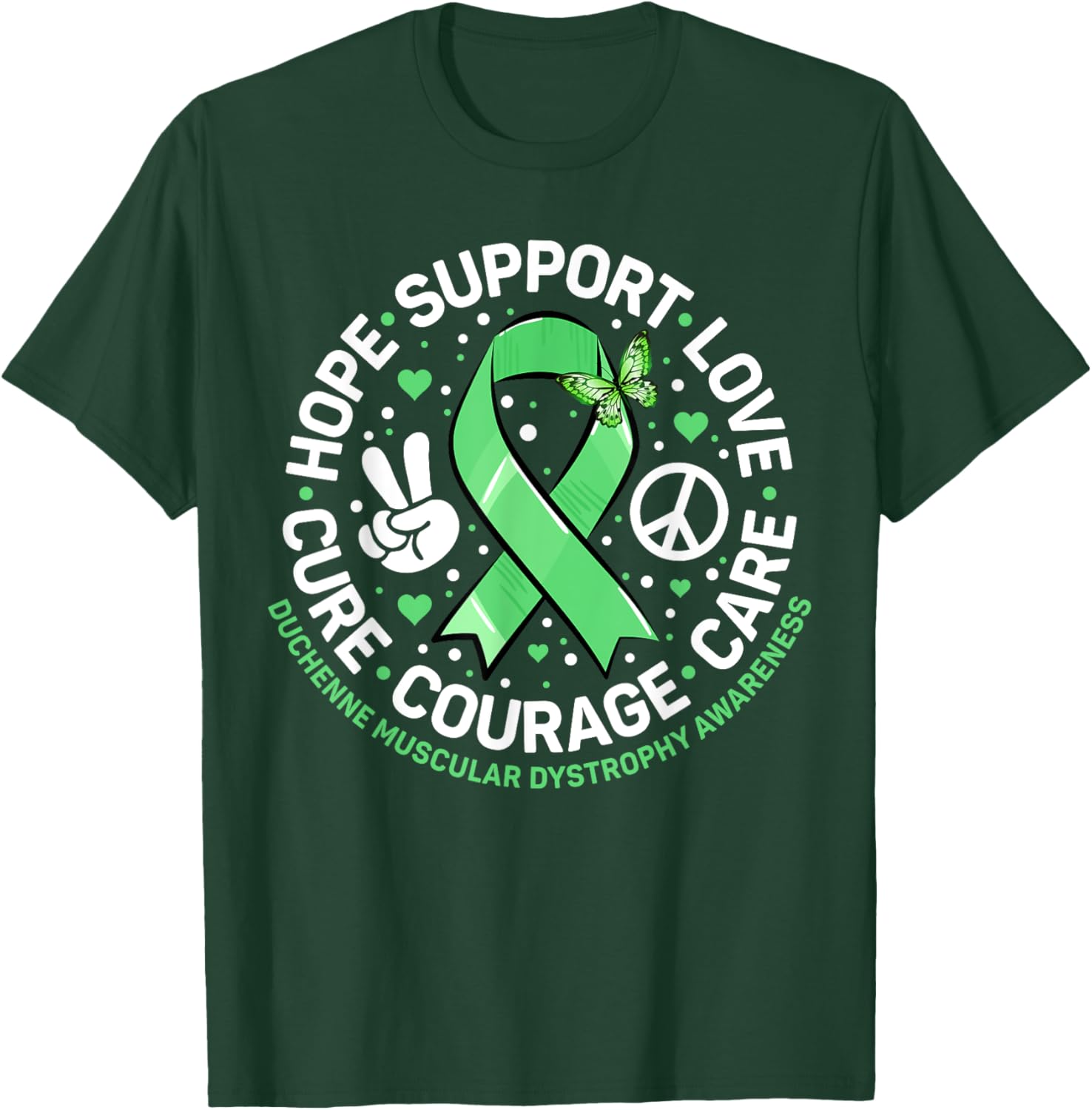 Cute Green Ribbon Support Squad Duchenne Muscular Dystrophy T-Shirt - T-Shirt | Forest