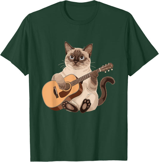 Siamese Cat Guitarist Meezer Guitar Player T-Shirt - T-Shirt | Forest