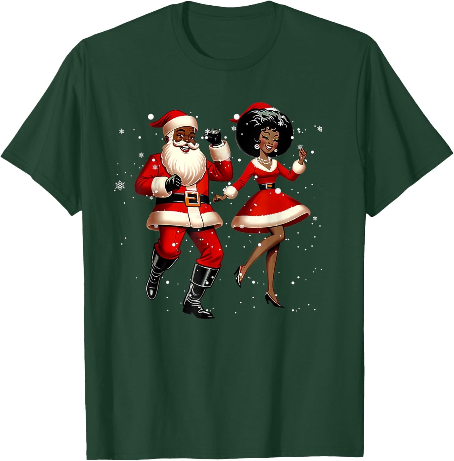 African Santa Mrs Claus Dancing African American Christmas T-Shirt - T-Shirt | Forest