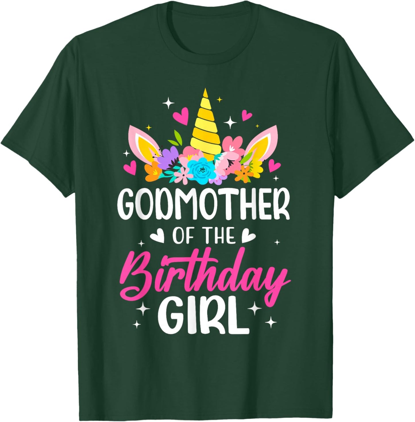 Godmother Of The Birthday Girl Unicorn Bday Party Family T-Shirt - T-Shirt | Forest