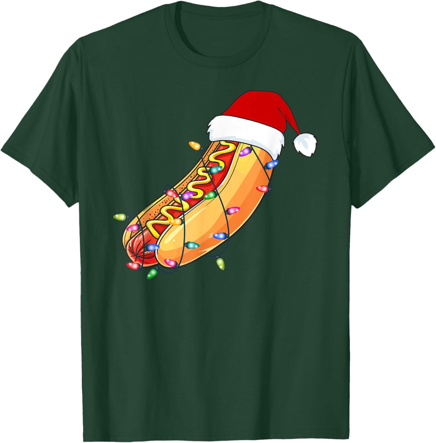 Christmas Hot Dog Lover Xmas Hotdogs Hot Dog Stand Hot Dog T-Shirt - T-Shirt | Forest
