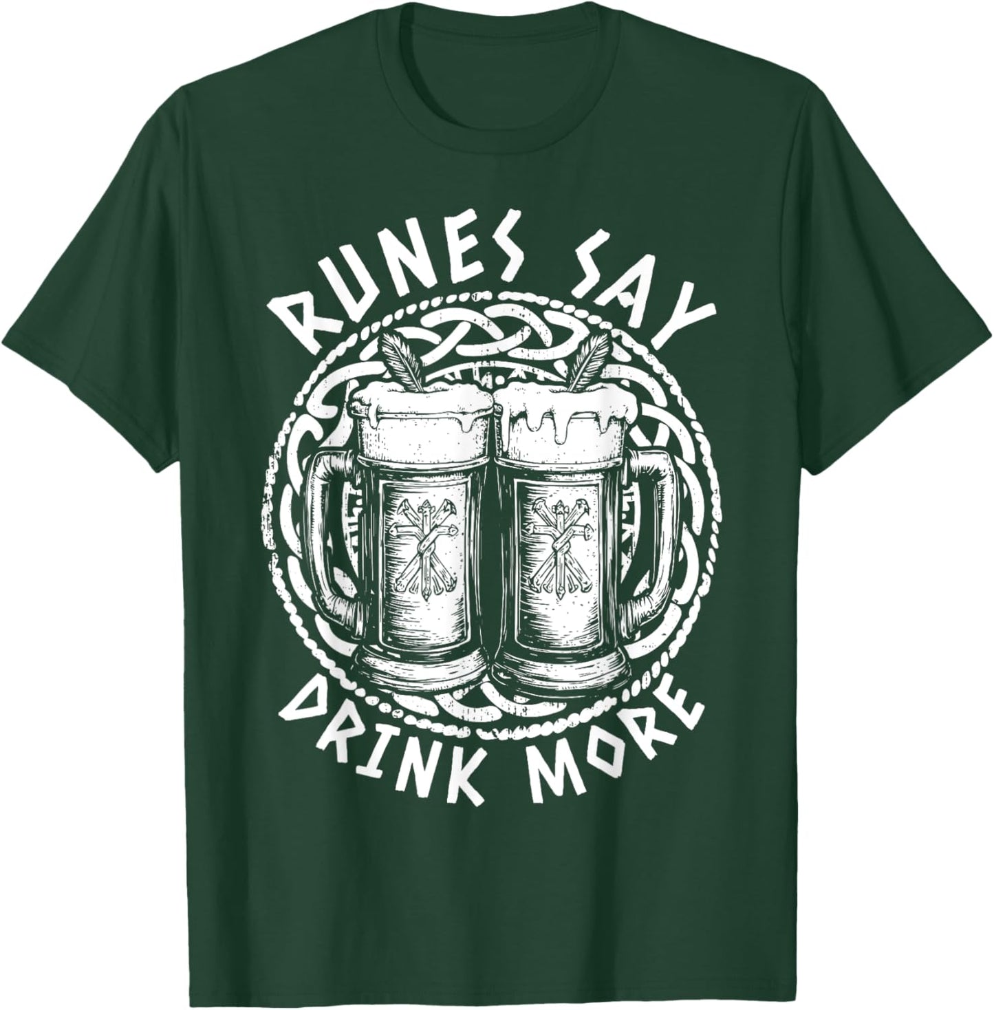 Runes Say Drink More Beer Drinking Rune Funny Viking T-Shirt - T-Shirt | Forest