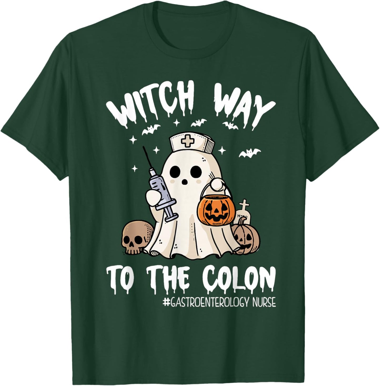 Gastroenterology Nurse Halloween Endo Nurse Ghost Endoscopy T-Shirt - T-Shirt | Forest