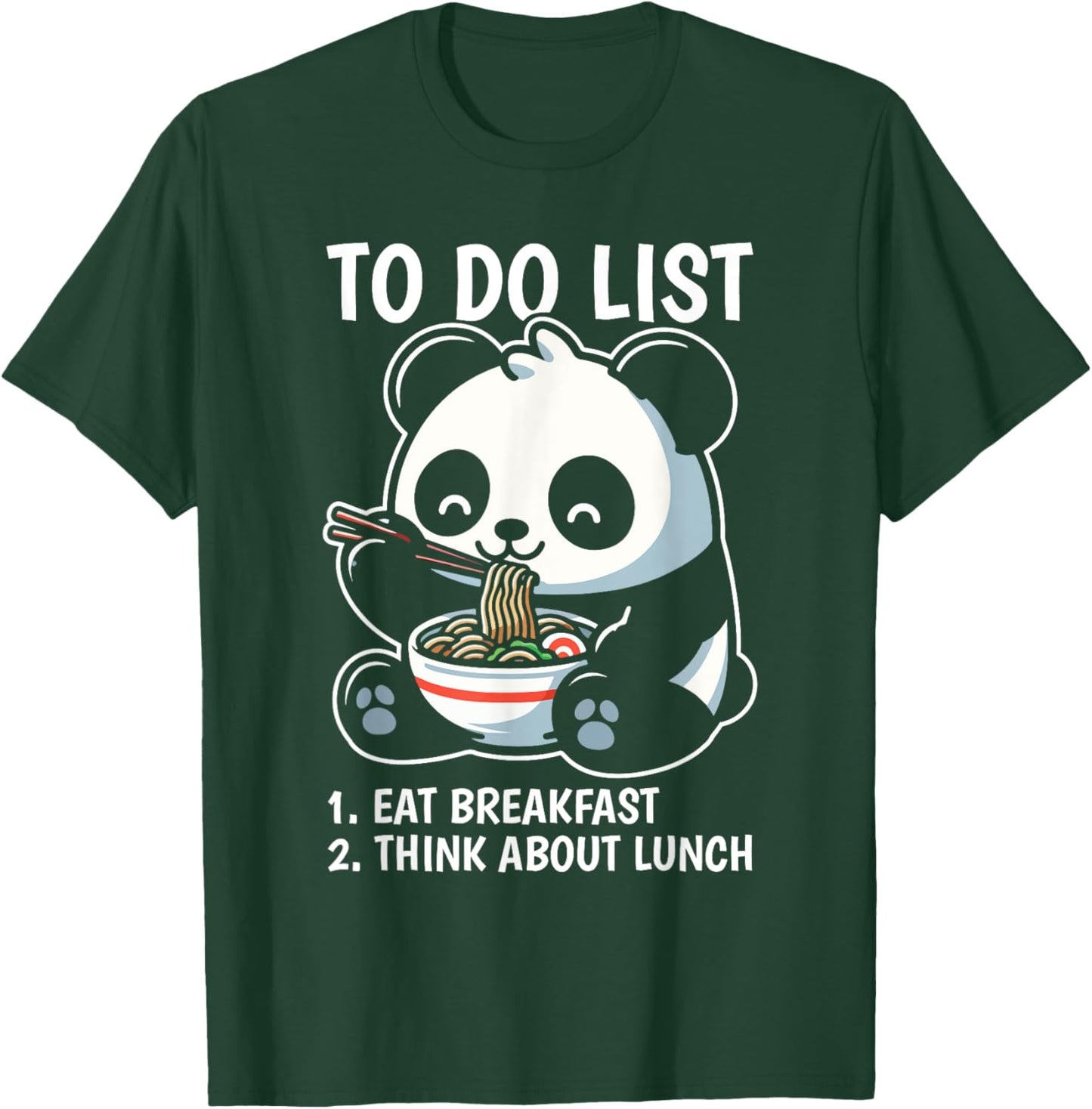 To Do List Panda Breakfast Animal Lover Productivity T-Shirt - T-Shirt | Forest