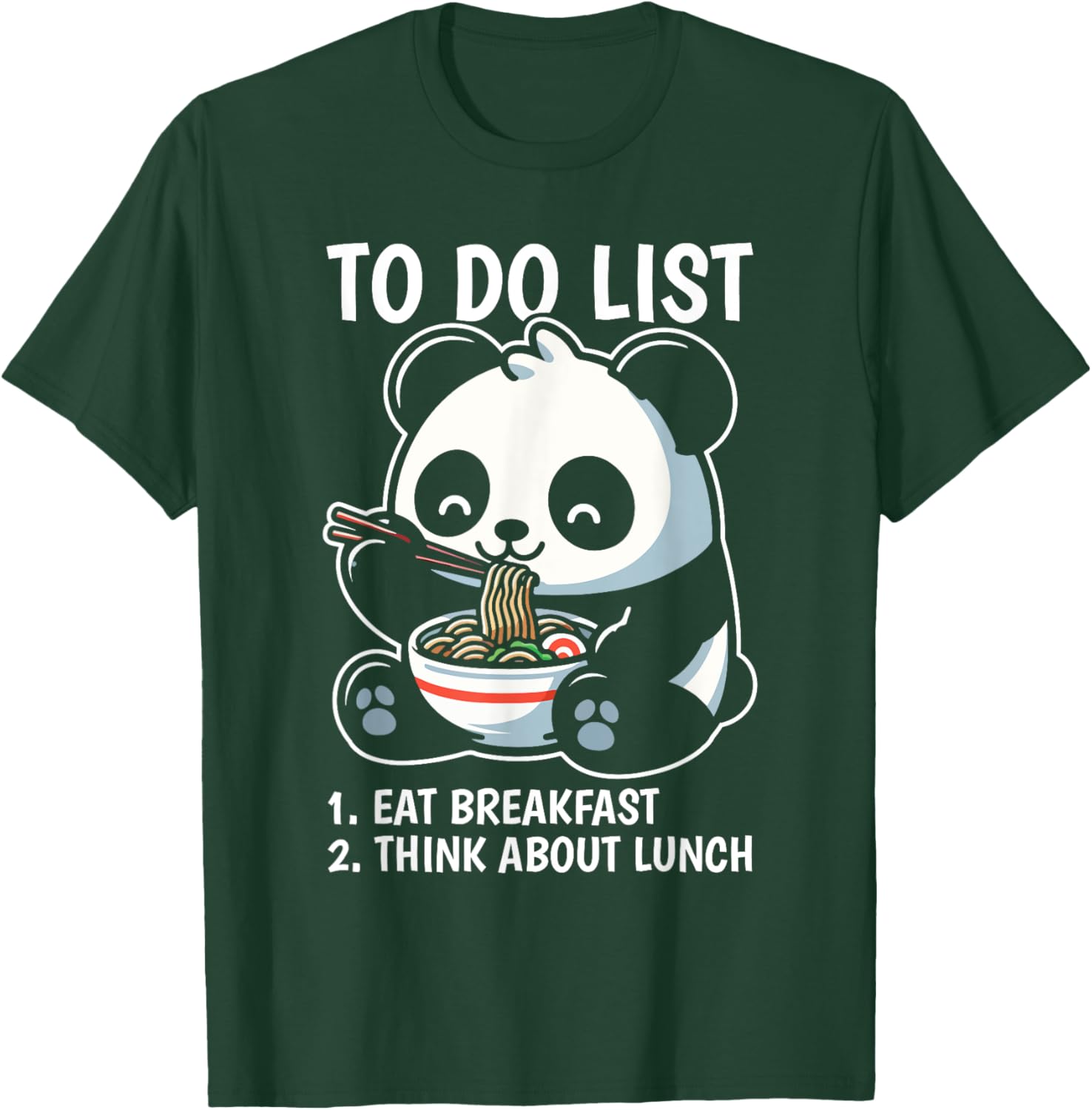 To Do List Panda Breakfast Animal Lover Productivity T-Shirt - T-Shirt | Forest